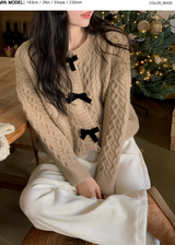 Velvet Ribbon Cable Knit Cardigan (3color)
