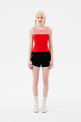 スモールチェリーストライプニットベスト / SMALL CHERRY STRIPE KNIT VEST [RED]