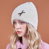 VA Brooch Soft Angora Beanie Cream