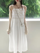 ロシトンビンテージマザーオブパールボタンノースリーブロングワンピース / Roshton vintage mother-of-pearl button sleeveless long dress