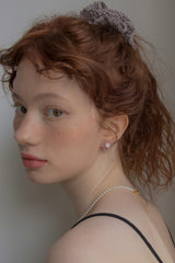 ビンテージニットフラワーピアス/Vintage knit flower earring (Indi pink)
