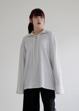 ワッフルアイレットカラーTシャツ/Waffle Eyelet Collar T-shirt (2color)