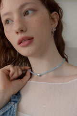 ブルーソーダジェムストーンサージカルネックレス/Blue soda gemstone surgical necklace