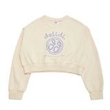 Cheerful logo short sweat shirt (light yellow) (6684429156470)