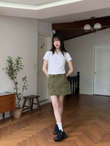 ムードルポケットカラーマッチングカラー半袖Tシャツ