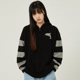 Big dolphin stripe hood knit