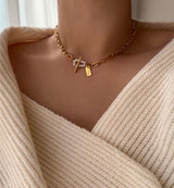 jum パールゲストルックトグルバーボールドショートチェーンネックレス/jum Pearl Guest Look Toggle Bar Bold Short Chain Necklace