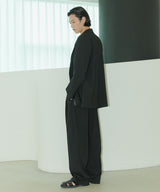 UNISEX PINTUCK STITCH WIDE PANTS M - BLACK (6689418641526)