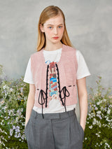 プチリボンニットベスト / Petite Ribbon Knit Vest (Pink)
