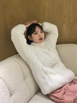 Fluffy fleece zip-up jacket