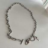 halo サージカルスティールハートロックドロップツーラインネックレス / halo Surgical Steel Heart Lock Drop Two-Line Necklace