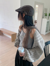 ロニカスカシパンチングニット長袖ボレロカーディガン