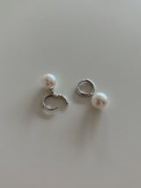 [92.5silver] round pearl one-touch earrings