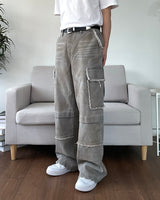 Sand Washed cargo cut denim pants