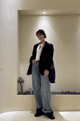 ワイドフィットロールアップデニムパンツ/WIDE FIT LIGHT BLUE ROLL UP DENIM PANTS [16635]