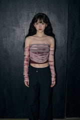 マーブルオフショルダートップ/marble off shoulder top - wine