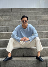 Waffle U-Neck Long Sleeve 4COLOR