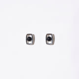 Rectangle UFO Onyx Earrings (Silver)