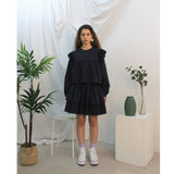 Floria shirring skirt (navy) (6656432767094)