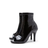 Open Toe Slim Ankle Heel(Glossy Black)