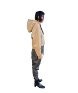 エンボスクロップドフーディー/Emboss Cropped Hoodie-BEIGE