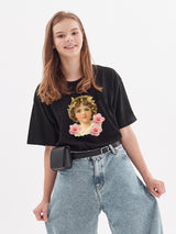 ガールオブエンジェルプリントワイド半袖Tシャツ / girl of angel print wide short sleeve t-shirt (4534299230326)