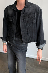 LOOKPINE LIN BLACK DENIM SET - JACKET (6690576924790)
