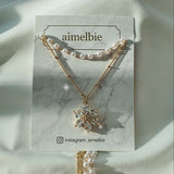 Daisy Pearl Choker Layered Necklace - Gold