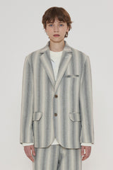 POCKET STRIPE BLAZER JACKET / GREY (6601031155830)