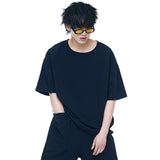 ウーヴン1/2ハーフTシャツネービー