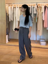Crayon v-neck sleeve knit T 