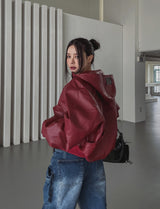 [PREMIUM/MADE] Nut leather label crop hooded jumper