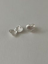 [92.5silver] マットハートワンタッチピアス (ナローバージョン)