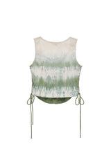 ダイドレースアップノースリーブ / DYED LACE-UP SLEEVELESS (GREEN)
