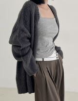 アルパカウールボクシーカーディガン / Alpaca wool boxy cardigan (4color)