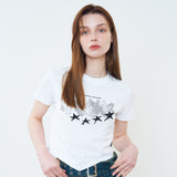 [NF] GLOW DIAGONAL CROP TEE (WHITE)_F23QB488