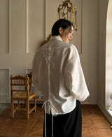 [自主製作] [Restock] サベージアイレットバルーンシャツ/ Savage Eyelet Balloon Shirt (2 color)