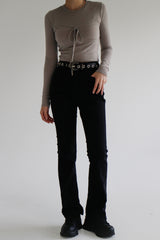 スリップブラックデニムパンツ/no.2330 slip black denim pants