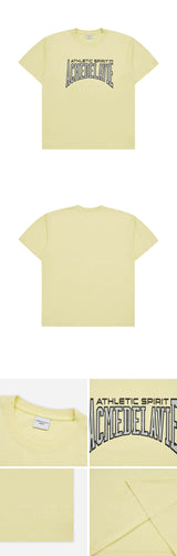 [24SS] VARSITY LOGO EMBOSSING PRINTING SHORT SLEEVE T-SHIRT LIGHT YELLOW