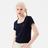 スモールチェリースクエアネッククロップTシャツ / SMALL CHERRY SQUARE NECK CROP T-SHIRT [NAVY]