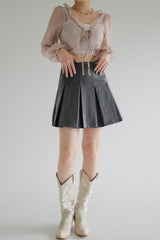 コンビレザープリーツスカート / Combi Leather Pleated Skirt (3color)