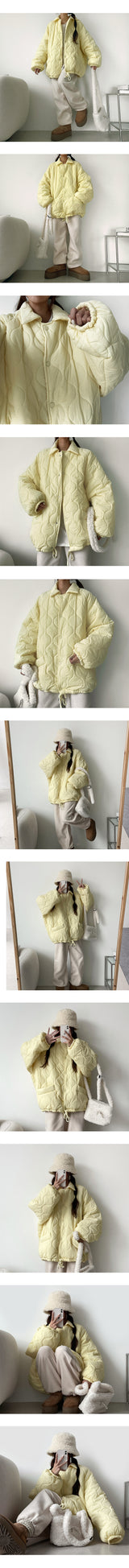 [Fluffy Lining] Nemon Wang Boxy String Quilting Collar Padded Jumper