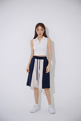 カラーハーフジップアップクロップタンクトップ/TOP(9354) Collar Half Zip Up Crop Nash