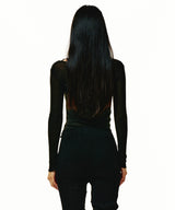 221-U-NECK ROSE RIBBON SLIT T-SHIRTS (6677540208758)