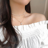 レイルパールレイヤードネックレス / Rail pearl layered necklace / choker