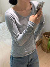 Youth Basic U-neck Long-sleeved T-shirt