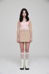 バータックカーゴミニスカート / BAR TACK CARGO MINI SKIRT BEIGE