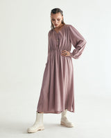V-NECK CREASE SHIRRING ONEPIECE - INDI PINK (6635995889782)
