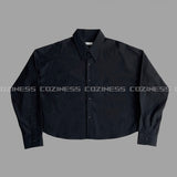 ウォッシングルースフィットクロップシャツ / ECT Washing Loose-Fit Cropped Shirt (4 colors)