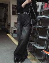 スレーブピンタックワイドデニムパンツ